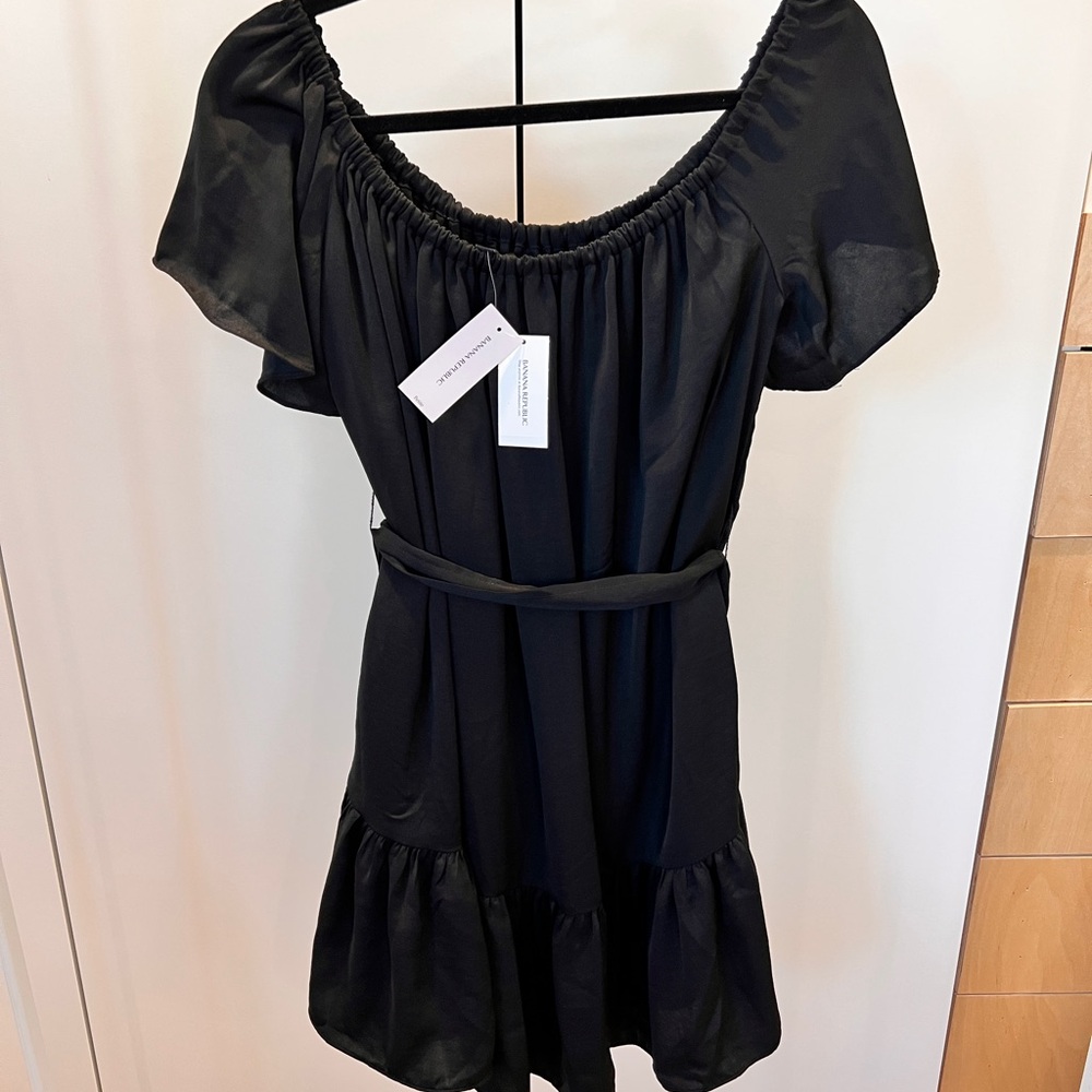 Banana Republic Off-Shoulder Black Mini Dress